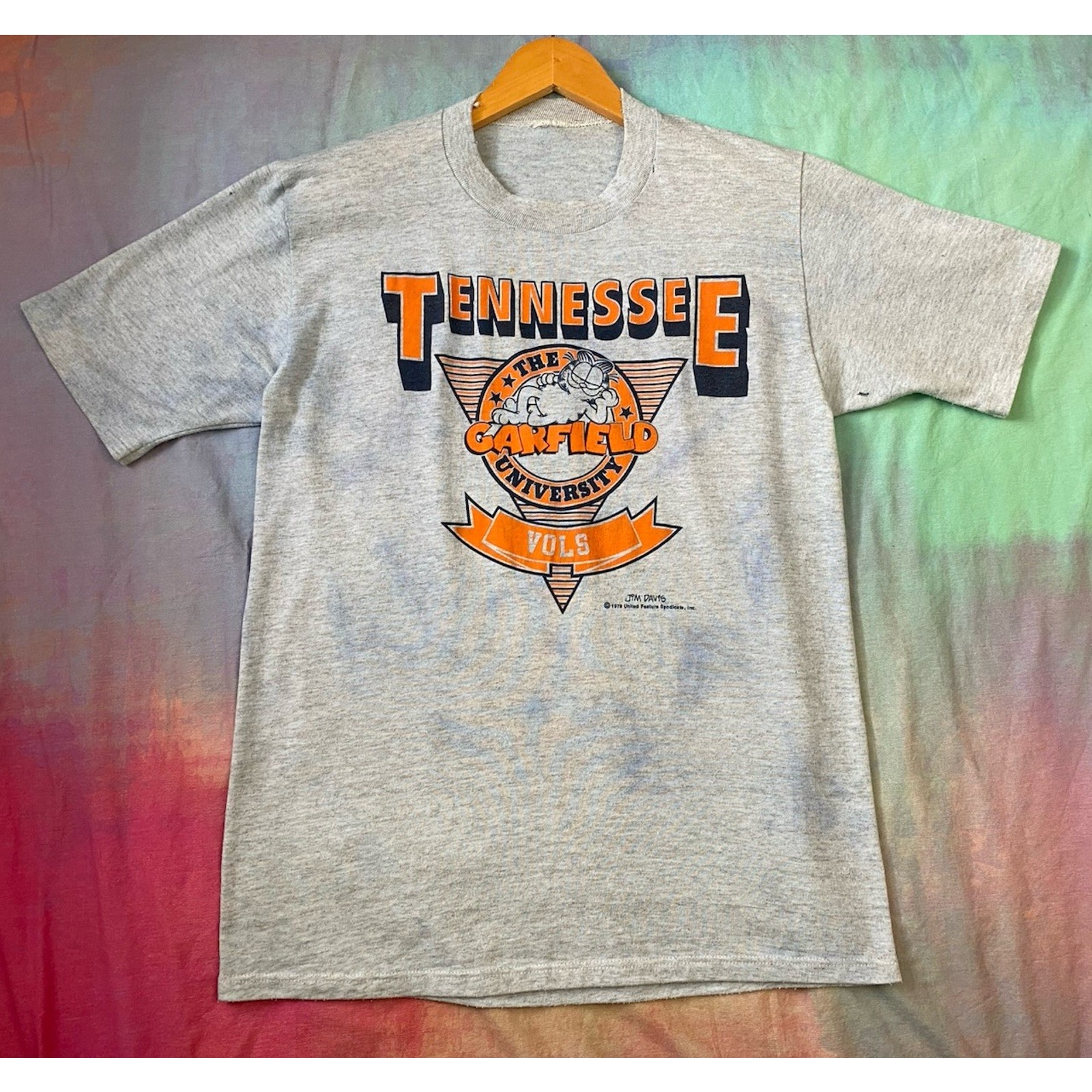 Vintage 80s Garfield University Of Tennessee Vols Football Rare T-Shirt Sz M